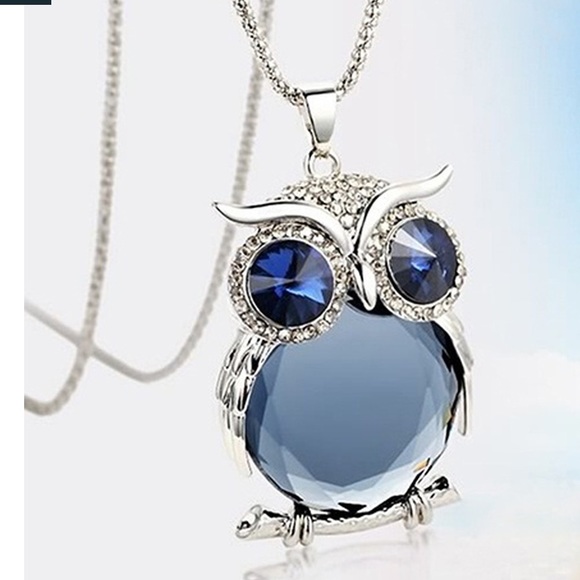 Fashion Jewelry Jewelry - Owl Crystal Rhinestone Necklace Blue Grey
